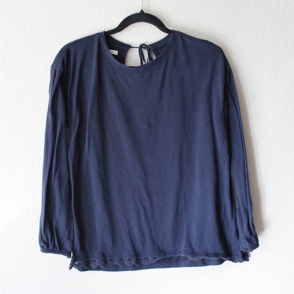 Long Sleeve Blue Shirt with Strings